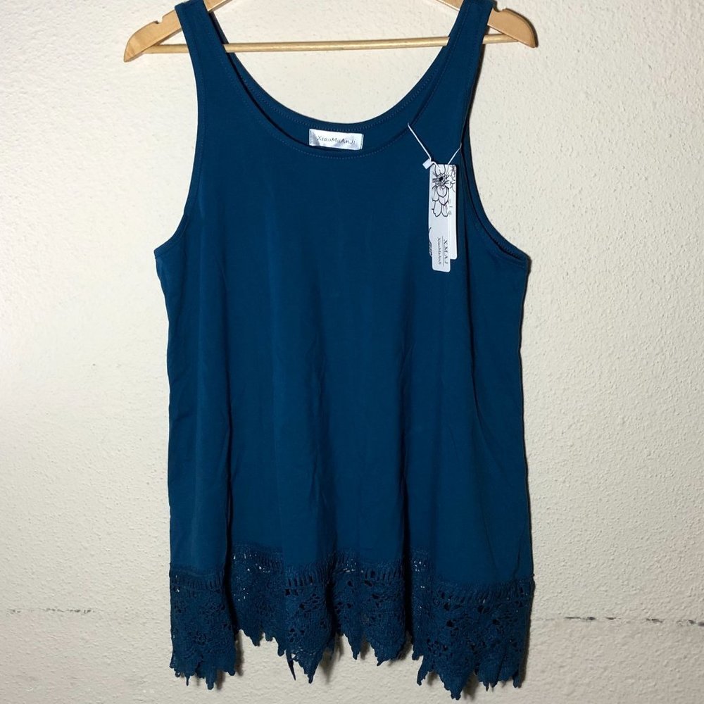 XiaoMaAnJi Crochet Lace Swing Tank Top Navy Blue Size XL (1X)